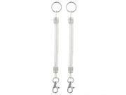 Lobster Clasp Retractable Spring Coil Strap Spiral Key Chain Keyring Clear 2pcs