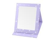 Women Paper Coated Stars Pattern Cover Folding Makeup Cosmetic Mirror Purple