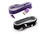 Nylon Braided USB 2.0 Type A to Micro B Charger Data Cable Purple Black 2pcs