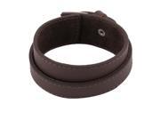Unisex Buckle Faux Leather Adjustable Length Wrist Strap Bracelet Bangle Brown