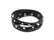 Unisex Dancing Decor Metal Beads Embellishment Adjustable Bangle Bracelet Black