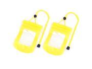 Underwater Cell Phone Water Resistant Plastic Bag Pouch Container Yellow 2pcs