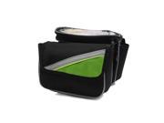 Cycling Frame Pannier Front Tube Pouch w Cellphone Holder Black Green