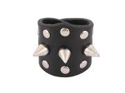 Unisex Faux Leather Rivet Design Buckle Closure Single Holes Band Finger Ring