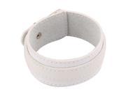 Unisex Buckle Faux Leather Adjustable Length Wrist Strap Bracelet Bangle White