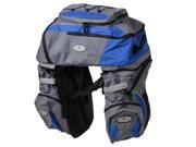 Bike Rear Seat Polyester Waterproof Triple Bicycle Saddle Bag Blue w Raincoat
