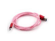 Tablet Colorful Shining Connector Micro B USB 2.0 Data Charger Cable Pink 3.3 Ft