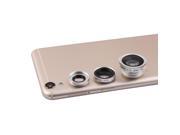 3 in 1 Clip On 180degree Fisheye 0.65X Wide Angle Macro Cam Lens Kit Silver Tone