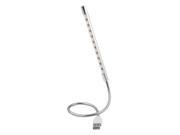 Flexible DC 5V 1W Touch Switch USB 10 LED Light Reading Lamp Silver Tone