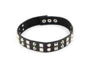 Unisex Faux Leather Buckle Decor Bracelet Adjustable Wristband Belt Black