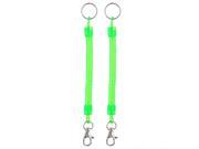 Lobster Clasp Retractable Spring Coil Strap Spiral Key Chain Keyring Green 2pcs