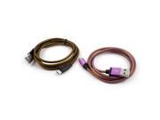 Nylon Braided USB 2.0 A Male to Micro B Charger Data Cable Purple Black 2pcs