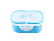 Detachable Lid Rectangular Blue Plastic 3 Slots Lunch Box Food Container