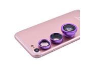 3 in 1 Fish Eye 0.67X Wide Angle Macro Fashion Camera Lens Kit Purple for Phone