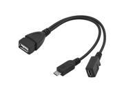 Micro USB Host OTG Cable Female USB Power Black for Phones PC Tablets