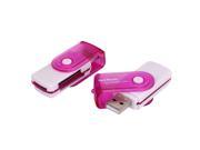 2 Pcs Pink USB 2.0 All in One Rotation Aluminium Memory Card Reader Micro SD