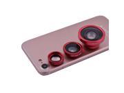 3 in 1 Phone Notebook Fisheye Super Wide Angle Macro Clip on Camera Lens Kit Red