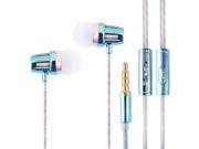 Sport Plastic 3.5mm Male Plug Round Thin Earbuds Earphone 1.16M Long Blue