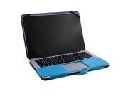 Unique Bargains PC Laptop PU Leather Clip On Folio Sleeve Case Blue for Macbook Retina 15.4 Inch