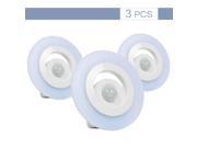 3 Pcs Wireless Motion Sensing 8 LED Night Light Closet Cabinet Sensor Lamp White