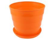 Unique Bargains Home Garden Office Plastic Round Plant Planter Holder Flower Pot Orange