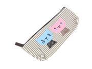 Zippered Single Pencil Rulers Pen Case Holder Canvas Bag Pouch Coffee Color