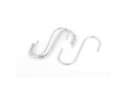 Clothes Socks Metal S shaped Hanging Pothook Hanger Pin Hooks Silver Tone 4pcs