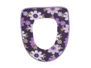 Bathroom Surface Plush Faux Leather Floral Print Toilet Seat Cover Cushion
