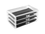 Home Acrylic 3 Drawers Jewelry Dressing Case Organizer Display Storage Box