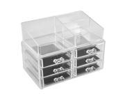 Unique Bargains Woman Acrylic Cosmetics Makeup Organizer Case Jewelry Display Box 2 in 1