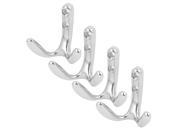 Wardrobe Door Clothes Coat Hat Metal Wall Mounted Double Hook Hangers 4 Pcs