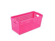 Household Plastic Rectangle Shape Staple Goods Storage Boxes Container Fuchsia