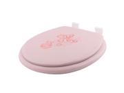 Unique Bargains Closestool Embroidered Faux Leather Oval front Toilet Seat Cover Mat Pad Pink
