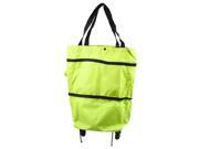 Two Pull Wheels 18.5 x 15 Reusable Recycle Portable Shopping Trolley Bag Green