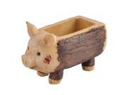 Household Office Resin Pig Shaped Aloes Cactus Plant Flower Pot Brown