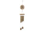 Unique Bargains Home Wood Top Copper Alloy 8 Tubes Birthday Gift Wind Bell Chime Brass Tone