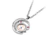 Unique Bargains Lady Arabic Numer Round Dial Moon Design Necklace Pocket Watch