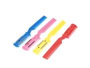 Unique Bargains 4xReplacement Razor Blade Dual End Hair Comb Trimmer Cutter Red Pink Yellow Blue