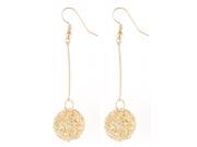 Unique Bargains Lady Round Knot Dangle Drop Fish Hook Earrings Eardrop Earbob Gold Tone Pair