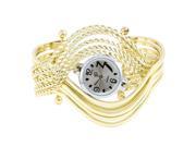 Unique Bargains Lady Round Dial Crossover Cuff Wrist Bangle Bracelet Quartz Watch Gold Tone