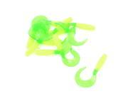 Unique Bargains 10 Pcs Soft Silicone Yellow Green Worm Design Fishing Lures for Anglers