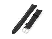 Unique Bargains Stylish Black Faux Leather Deployment Buckle Wrist Watch Band Strap 19mm