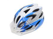 Blue White 18 Vents Striped Adjustable Road Bike Bicycle Cycling Helmet w Visor
