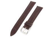 Unique Bargains Fashion Faux Leather Alligator Grain Wrist Watch Band Strap Brown 18mm