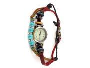 Unique Bargains Ethnic style Beads Detailing Adjustable String Wrist Watch