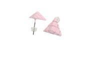 Unique Bargains Pair Checked Triangular Metal Earrings Stud Pink for Woman