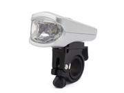 White LED Lamp Rechargeable Bicycle Head Front Flash Light Silver Tone