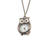 Unique Bargains Bronze Tone Night Owl Pendant Arabic Numeral Necklace Watch
