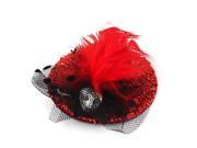 Girls Feather Lace Decor Hat Shape Alligator Hair Clip Barrette Black Red