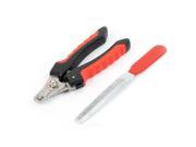 Pet Dog Cat Grooming Nail Clippers File Set Red Black Handle